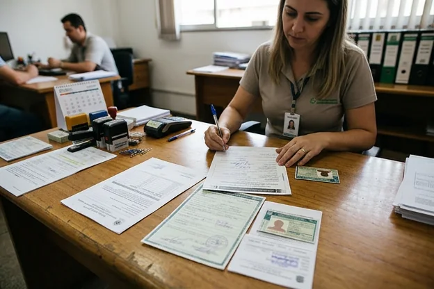 Documentos necessários para transferência de veículo prontos em despachante.